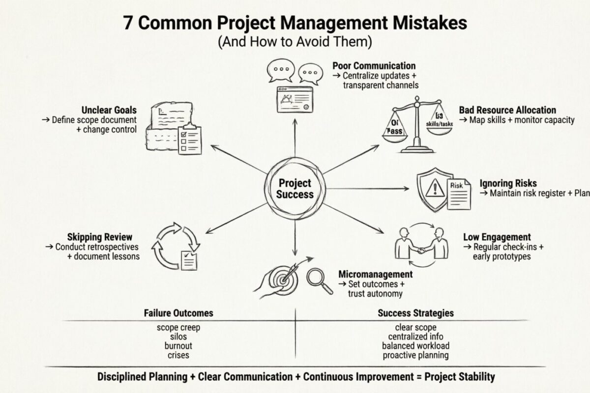 7 verbreitete Fehler im Projektmanagement, die Teams behindern (und wie man sie vermeidet)