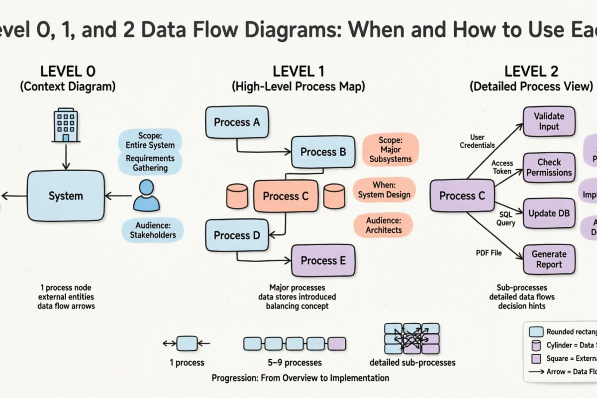 Diagrammes de flux de données Niveau 0, 1 et 2 : Quand et comment les utiliser chacun