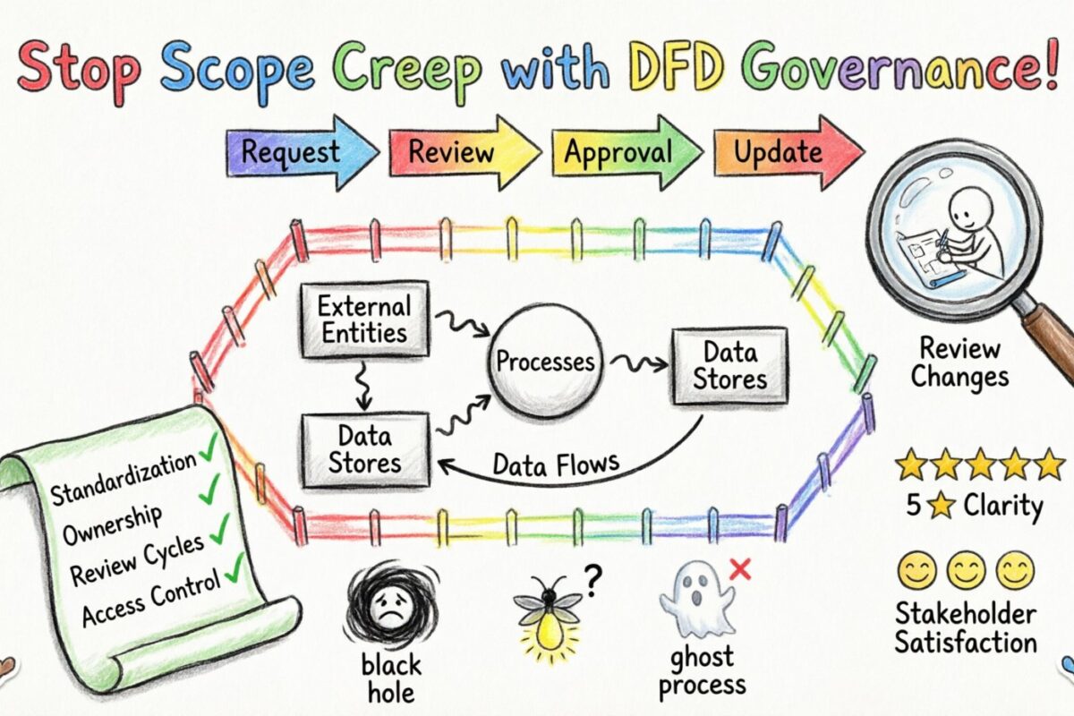 Przewodnik DFD: Zapobieganie rozrostowi zakresu poprzez zarządzanie diagramami przepływu danych