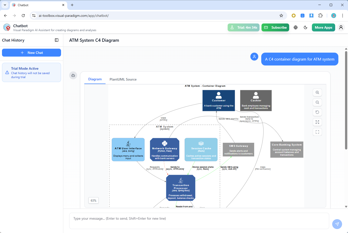 AI C4 Chatbot: Chat and generate C4 diagram (Container Diagram example)