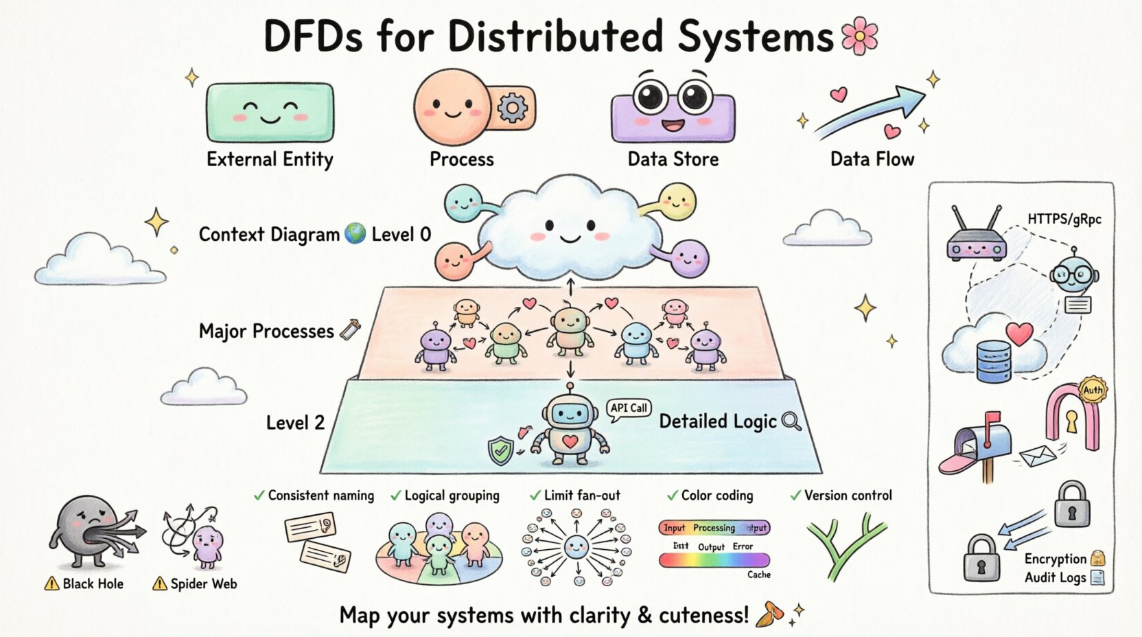 Distributed System Modeling with Clear Data Flow Diagrams