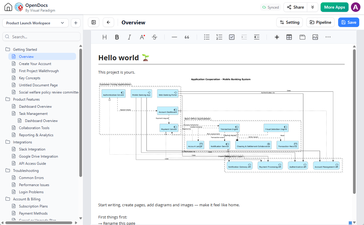 Documenting an ArchiMate diagram in OpenDocs
